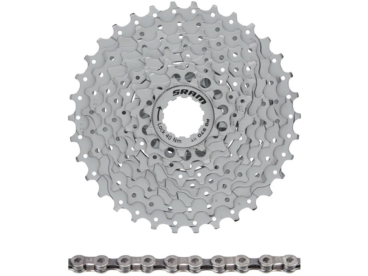 SRAM PG-970 Kassette + PC 971 Kette 9-fach Verschleißset 3 SRAM PG-970 Kassette + PC 971 Kette 9-fach Verschleißset