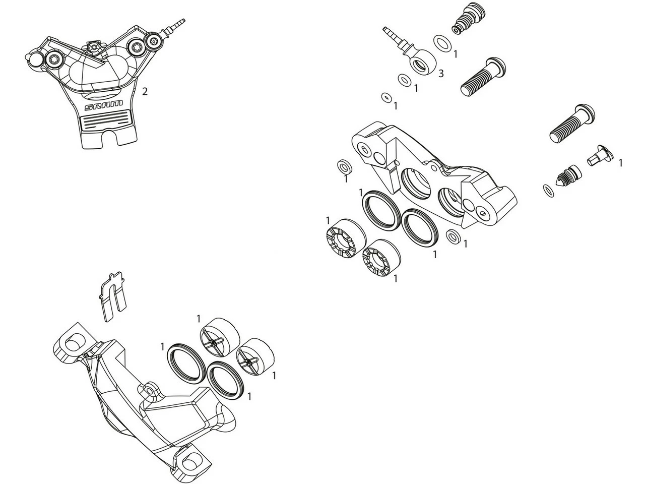 SRAM Ersatzteile Code RSC (A1) Bremssattel (2018) 3 SRAM Ersatzteile Code RSC (A1) Bremssattel (2018)
