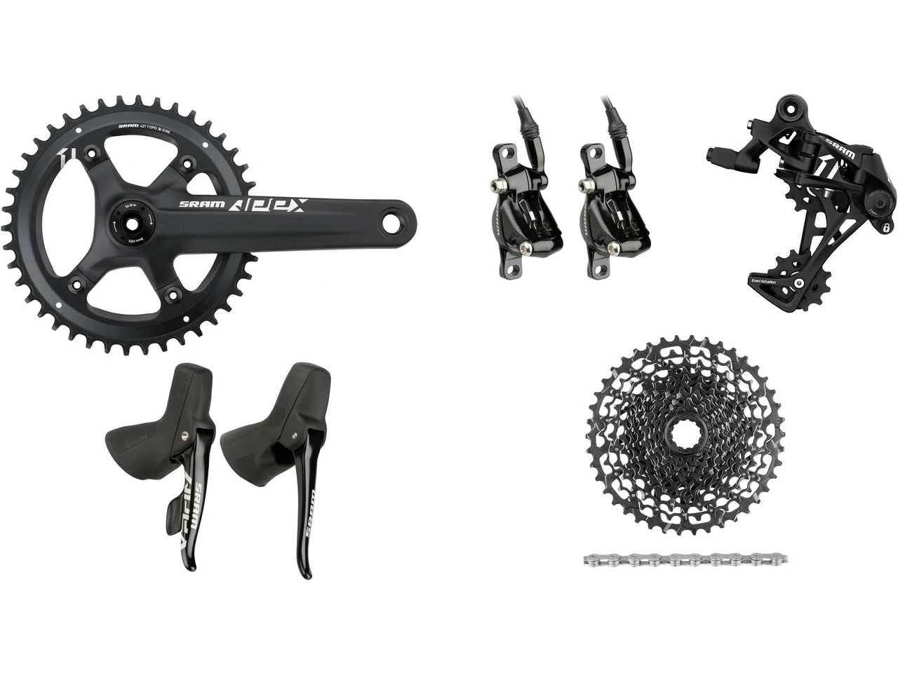 SRAM Apex 1 PM Gruppe 1x11 42 BB30 Hydr. Scheibenbremse 3 SRAM Apex 1 PM Gruppe 1x11 42 BB30 Hydr. Scheibenbremse