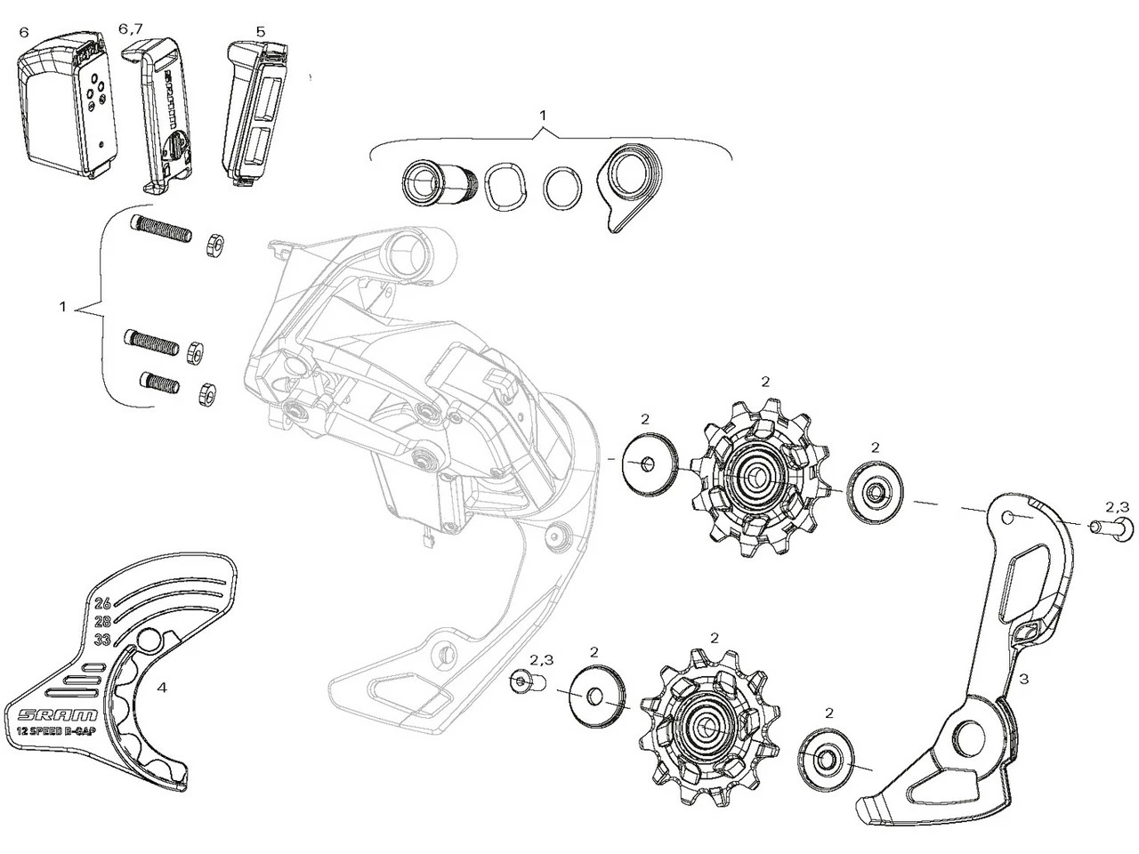 SRAM Ersatzteile Red / Force ETap AXS Schaltwerk 3 SRAM Ersatzteile Red / Force ETap AXS Schaltwerk