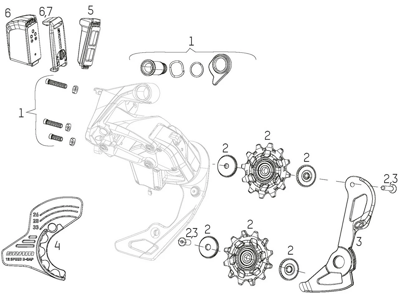 SRAM Ersatzteile Red / Force ETap AXS Schaltwerk 4 SRAM Ersatzteile Red / Force ETap AXS Schaltwerk – Bild 2
