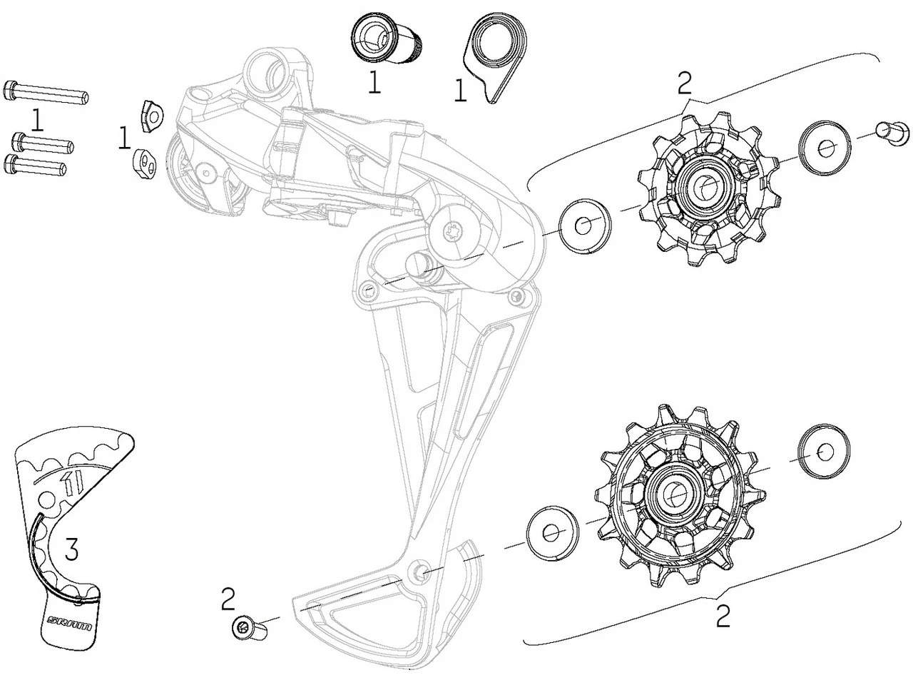 SRAM Ersatzteile NX Eagle Schaltwerk 3 SRAM Ersatzteile NX Eagle Schaltwerk