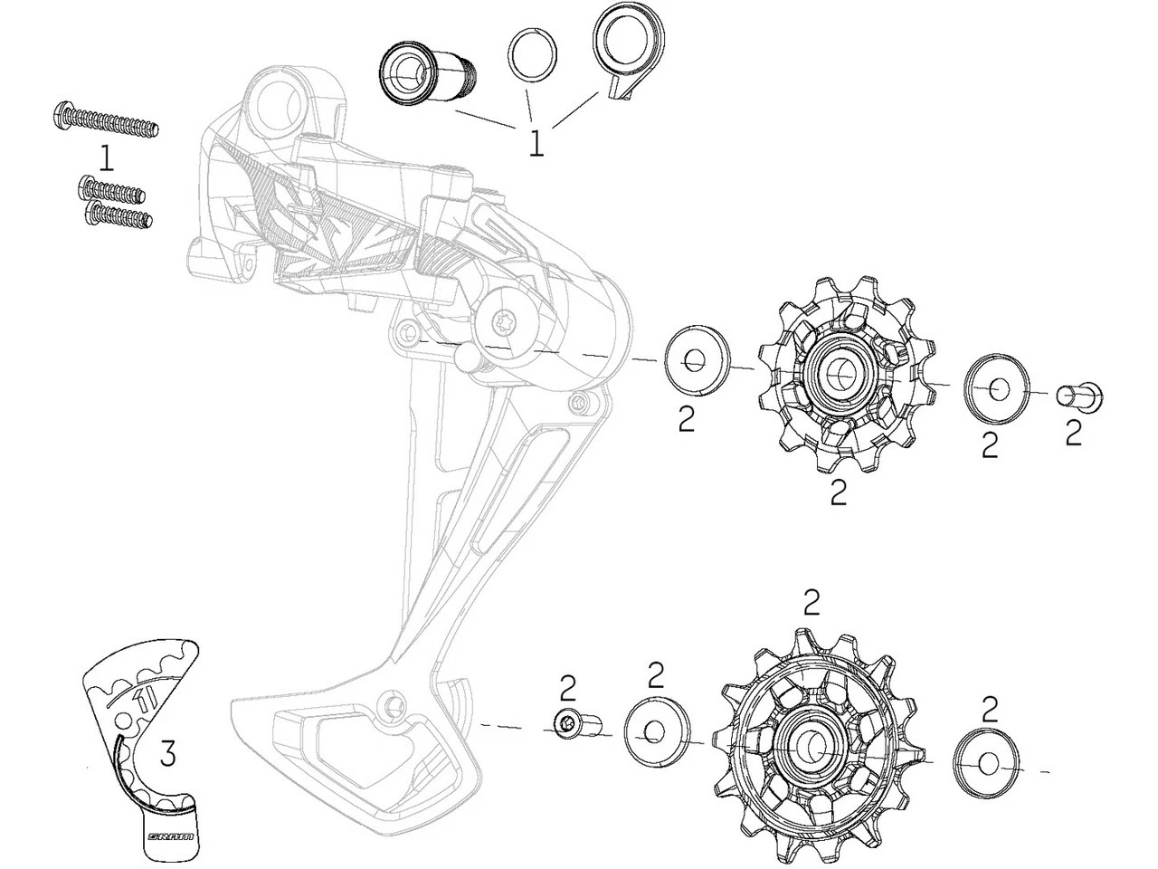 SRAM Ersatzteile SX Eagle Schaltwerk 3 SRAM Ersatzteile SX Eagle Schaltwerk