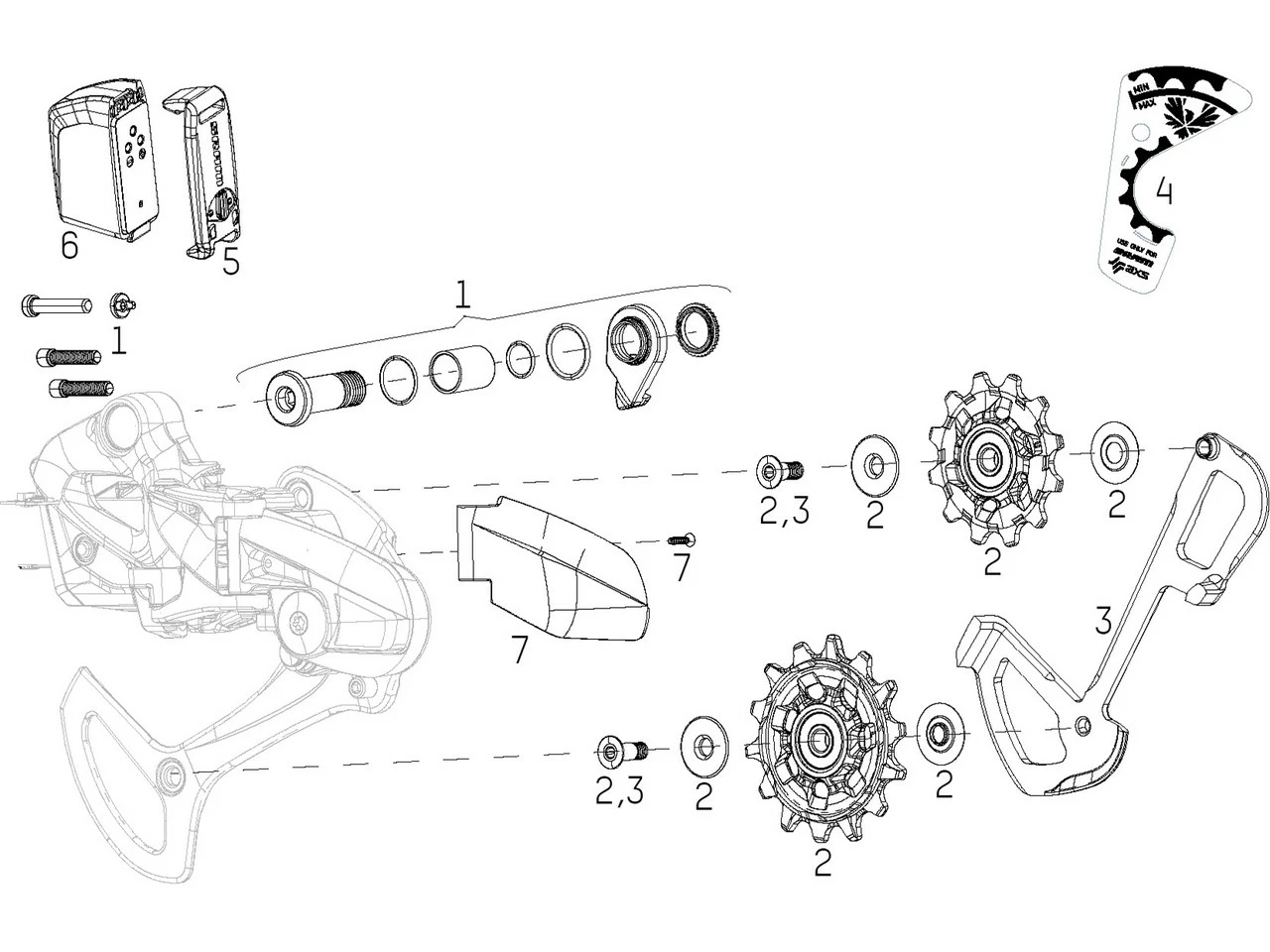 SRAM Ersatzteile XX1 / X01 Eagle AXS Schaltwerk 3 SRAM Ersatzteile XX1 / X01 Eagle AXS Schaltwerk